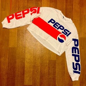 Super cute NWT Pepsi crop top long sleeve size S